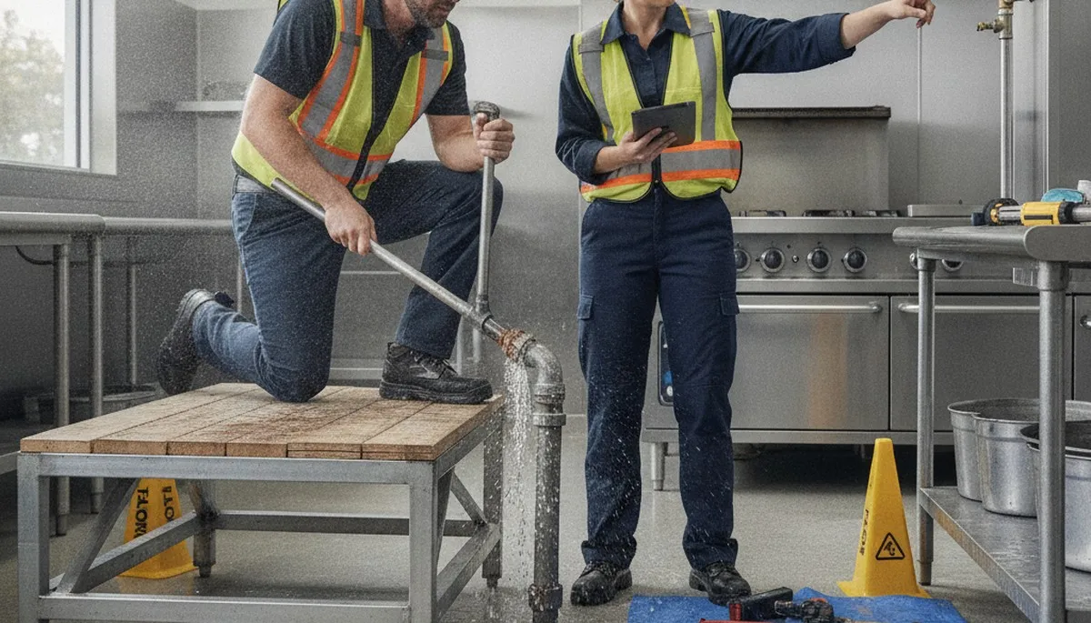 Emergency plumber in Newton, MA repairing a burst pipe for fast 24/7 home service
