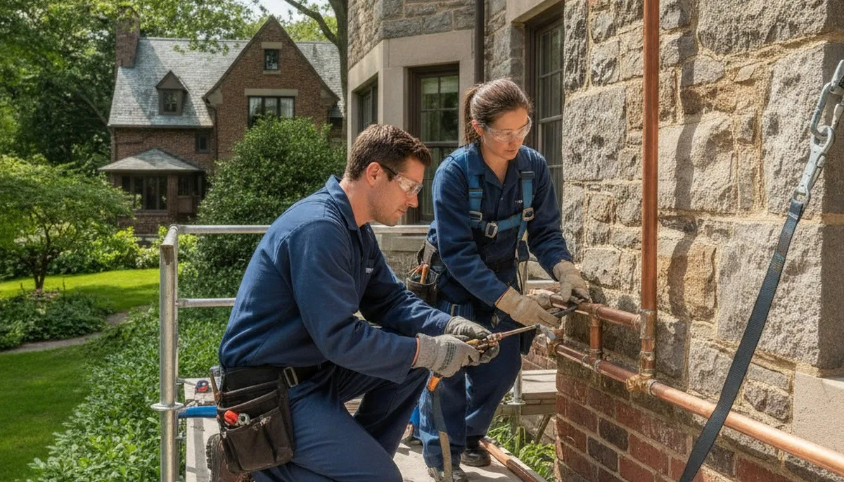 Plumber repairing a pipe in Newton, MA for plumbing repair service