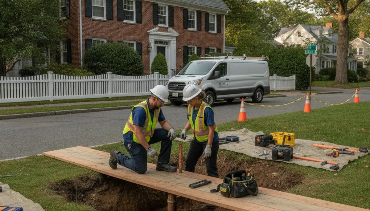 Plumber servicing a sink in Newton, MA for plumbing repair and maintenance