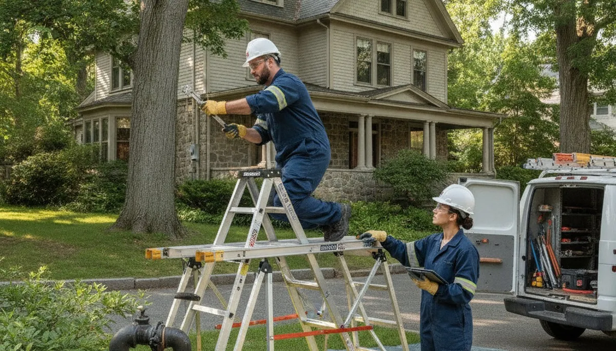 Plumber repairing a pipe in Newton, MA for residential plumbing service