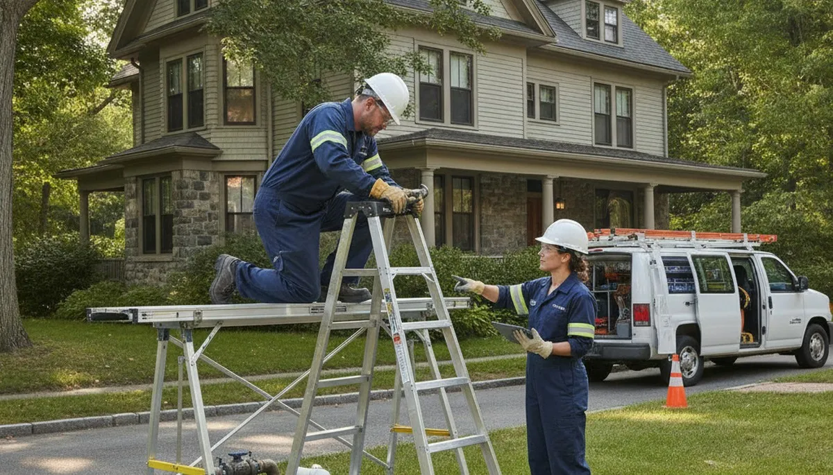 Plumber repairing a pipe in Newton, MA for plumbing repair service