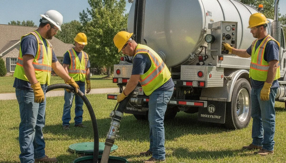 Septic pumping service truck in Newton, MA for On Call Plumbers